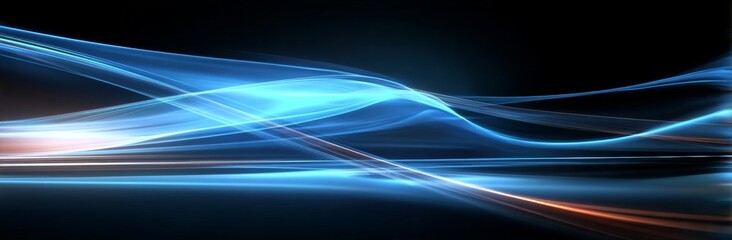 Abstract Blue Light Streaks on Dark Background