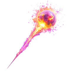 A Glowing Plasma Ball Arrow with Supernova Remnants Isolated on Transparent Background