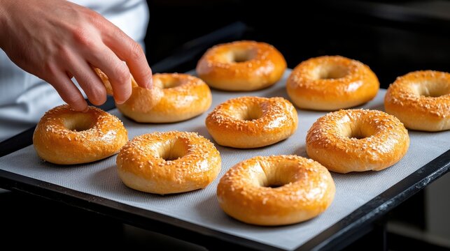 Person Carefully Placing Freshly Prepared Dough on Baking Tray for Cooking