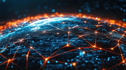 Concept of a global business network with abstract digital connections. 