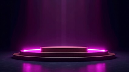 Abstract Purple Neon Stage Background Product Display Podium