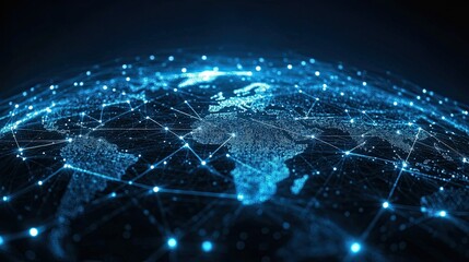 Concept of a global business network with abstract digital connections. 