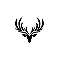 Stylized deer head antlers, white background, logo design