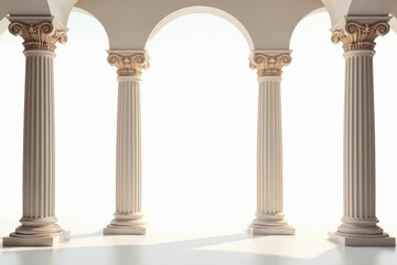 Naklejka premium Elegant Roman-style columns against a bright white backdrop, decor, stone, building