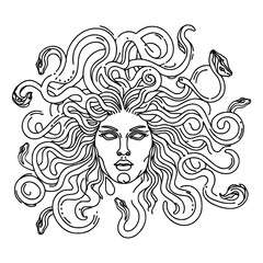 Angry medusa one line art