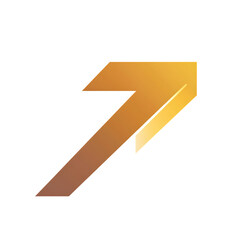 Sleek Arrow with Smooth Gradient Transitions in Soft Gold and Black Isolated on Transparent Background