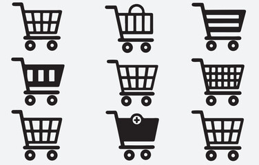 a set of various shopping cart icon silhouette Vector Art Illustration, shopping cart icon set