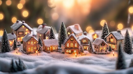 Cozy Christmas village scene. 
