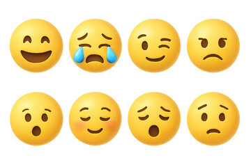Emotion 3d set: expressive face icons for mood, feeling, and reaction