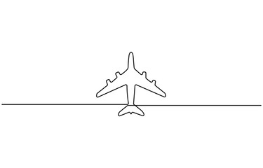 Airplane Single Line Icon,  vehicle concept. Single line draw design graphic vector illustration, with transparent background.
