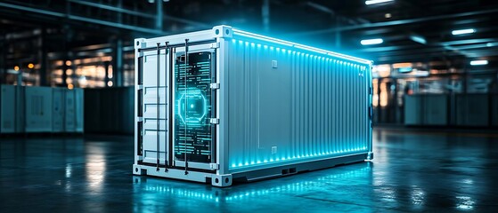 Data center container, factory, tech