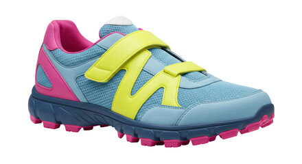Isolated Blue and Pink Running Shoe