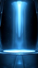 Blue energy beam, futuristic scene