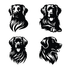 Dog head mascot bundle silhouette vector illustration isolated on a white background