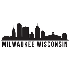 Fototapeta premium Milwaukee skyline horizontal banner. Black Milwaukee, Wisconsin. Vector template for your design. Vector black silhouette. with white background