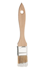 Wooden brush with paint isolated on white