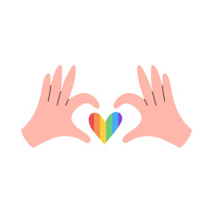 LGBTQ heart and hand. LGBTQ. Pride month. Vector illustration.