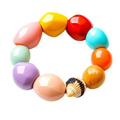 Bold Bracelet with Oversized Geometric Beads Isolated on Transparent Background