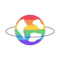 Rainbow planet LGBTQ pride world. Vector illustration.