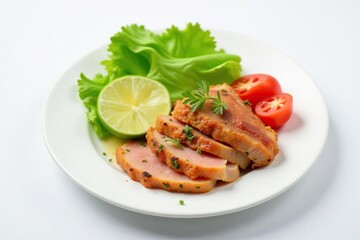 Empty plate with untouched food, white background, metabolic, health