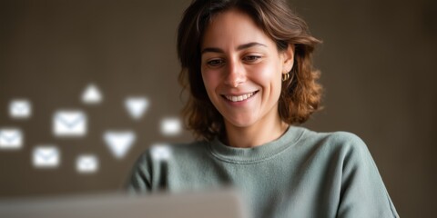 Recruiter managing online recruitment campaign with digital communication tools