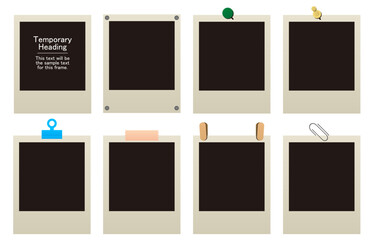 インスタントカメラの写真のフィルムのイラストでデザインしたグラデーションの背景、フレームのコレクション