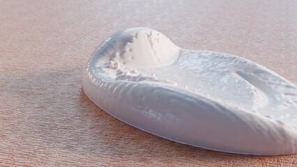 White cosmetic cream smears closeup, Moisturising Gel Fluid, Skincare lotion mousse smudge. Beauty Skincare Liquid. Organic creamy Cosmetics Product texture, hand or facial mask, 3d render