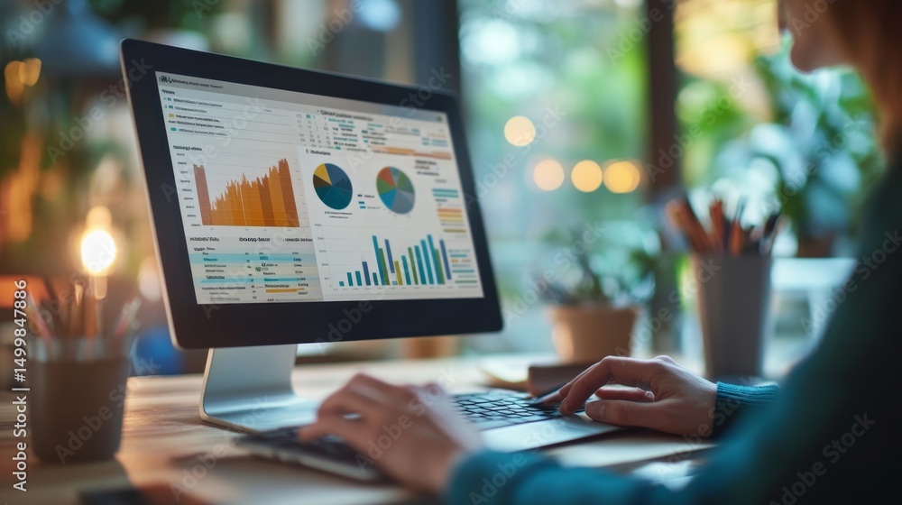 Poster employee using esg dashboard to track corporate metrics effectively