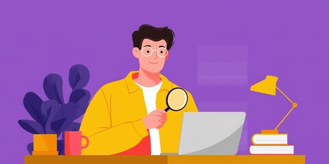 Recruiter conducting online background checks for candidate evaluation and verification