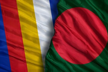 Obraz premium Chad and Bangladesh National Flags Side by Side