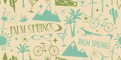 Palm Springs retro atomic age style pattern Retro Icons. Mid Century California vintage Design