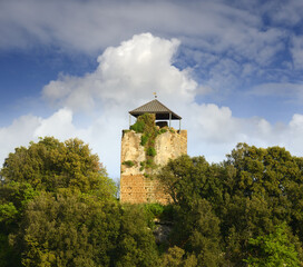 Fototapeta premium The archaeological area of Castel d'Asso, full of testimonies from the Etruscan period to the Middle Ages - medieval castle (15th century), Viterbo, Italy