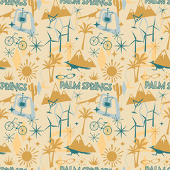 Palm Springs retro atomic age style pattern Retro Icons. Mid Century California vintage Design