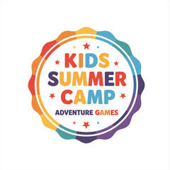 Illustration vector graphic of kids summer camp colour full logo design template