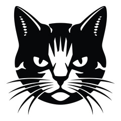 A bold and striking illustration of a cat's face showcasing unique features and a captivating expression. This design is perfect for pet-related products