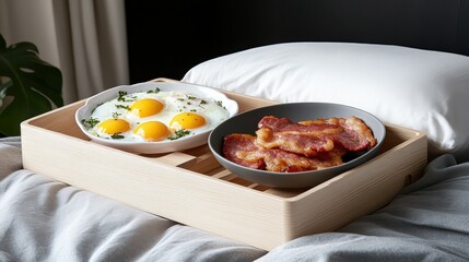 Elegant Tray with Two Bowls of Delicious Food for Culinary Delight