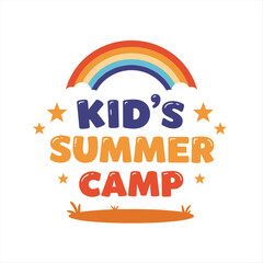 Illustration vector graphic of kids summer camp colour full logo design template