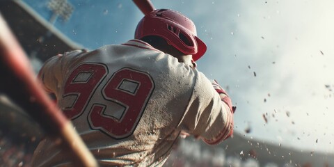 Dynamic Baseball Action: Batter Hitting the Ball in a Cropped Scene