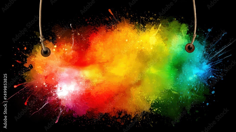 Poster colorful powder explosion creating a dynamic and energetic scene full of vibrancy and life captured 