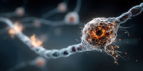 Neuron Cells Building a Neural Network in the Brain