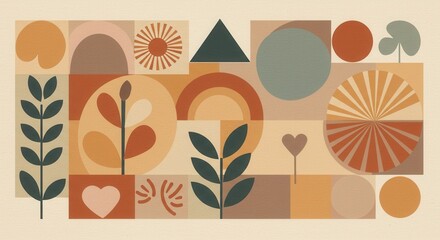 Abstract mid-century modern geometric shapes background