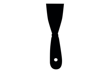 Black silhouette of a painter s putty knife or scraper tool on a white background