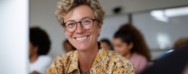 Virtual office hours with friendly professor engaging students in online education