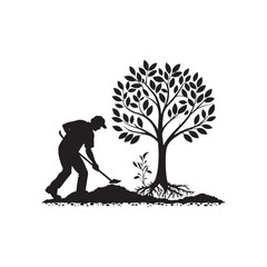 Tree planting campaigns vector silhouette clip art logo design illustration