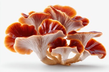 Close-up of a cluster of vibrant orange-brown mushrooms.