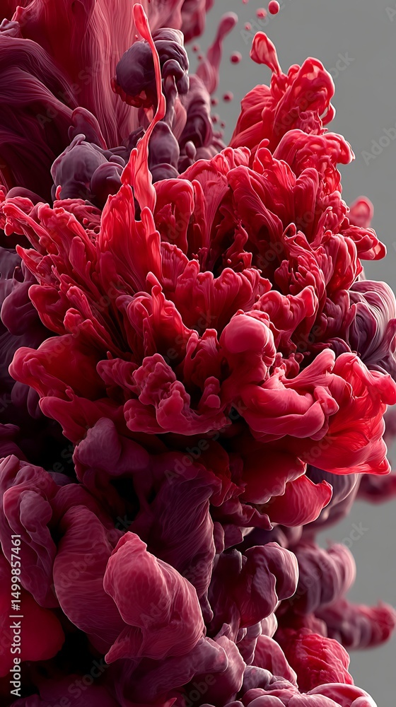 Poster dramatic deep red abstract forms, a textured artistic composition, blending shadows and light for ca