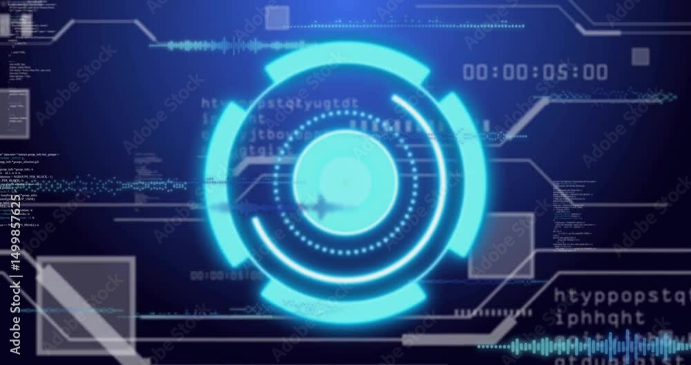 Poster at startup 3d hud circular interface rotating rings and refreshing code to visualize system status