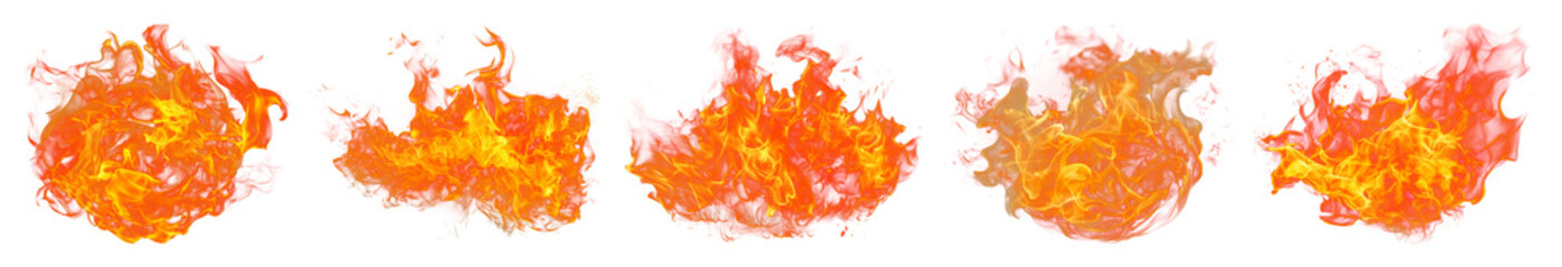 Fototapeta na wymiar PNG Vibrant fiery flames animation, element set on transparent background