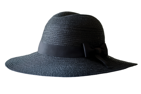 Women's black hat with a bow. Transparent background - Powered by Adobe
