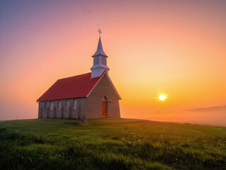 Fototapeta premium church at sunset